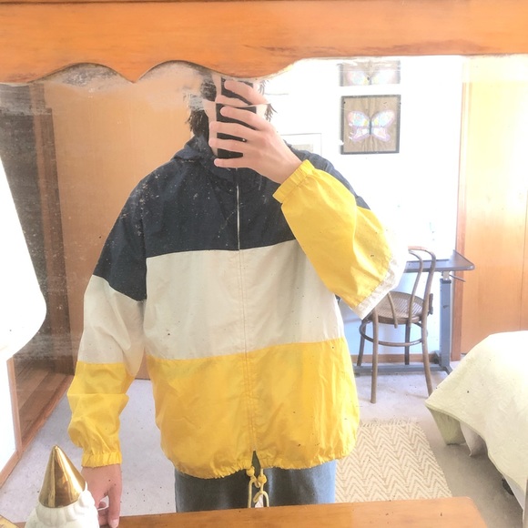 Unique Tri-Color windbreaker, hood (Minimal use) - Picture 2 of 4